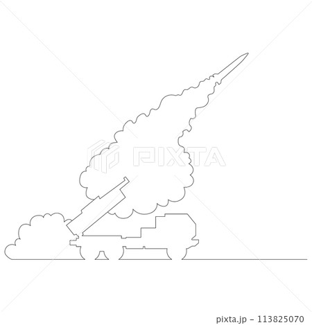 発射台から放たれたミサイルのイラストのシンプルな線画 ベクター 発射台から放たれたミサイルのイラストのシンプルな線画 ベクター 113825070