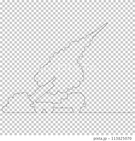 発射台から放たれたミサイルのイラストのシンプルな線画 ベクター 発射台から放たれたミサイルのイラストのシンプルな線画 ベクター 113825070