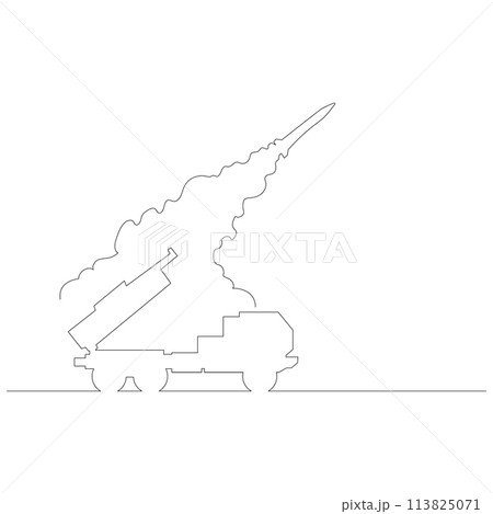 発射台から放たれたミサイルのイラストのシンプルな線画 ベクター 発射台から放たれたミサイルのイラストのシンプルな線画 ベクター 113825071