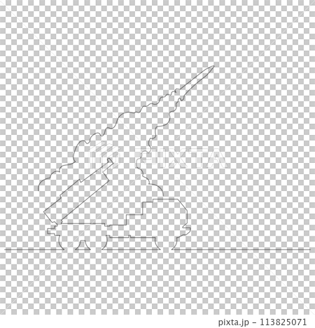 発射台から放たれたミサイルのイラストのシンプルな線画 ベクター 発射台から放たれたミサイルのイラストのシンプルな線画 ベクター 113825071
