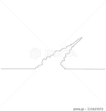 発射されたミサイルのイラストのシンプルな線画 ベクター 発射されたミサイルのイラストのシンプルな線画 ベクター 113825072