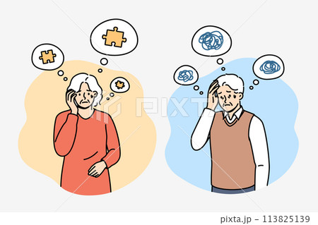 Problem of alzheimer and dementia in older people who experience memory loss or chaos in heads 113825139