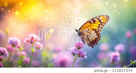 Blurred Summer Background with Butterfly Close up 113825354