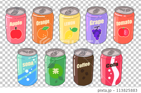 各種罐裝飲料手繪插畫集 各種罐裝飲料手繪插畫集 113825883