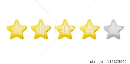 3D set of five-pointed stars in cartoon style for feedback. 113825962