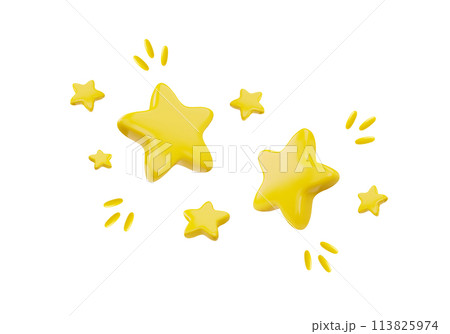 Cheerful set of yellow 3D star icons vector illustration 113825974