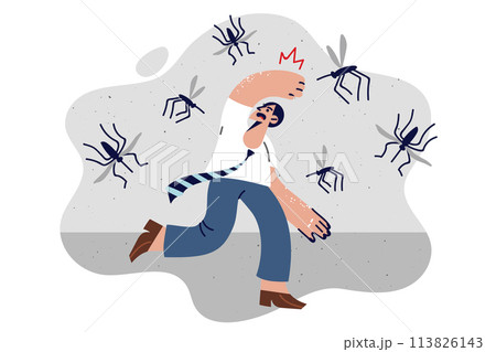 Man runs away from swarm of mosquitoes, fearing being bitten and contracting malaria from parasites Man runs away from swarm of mosquitoes, fearing being bitten and contracting malaria from parasites 113826143