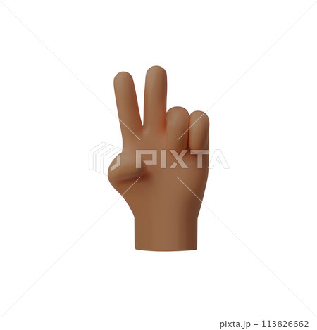 Peace sign hand gesture 3D vector icon illustration 113826662