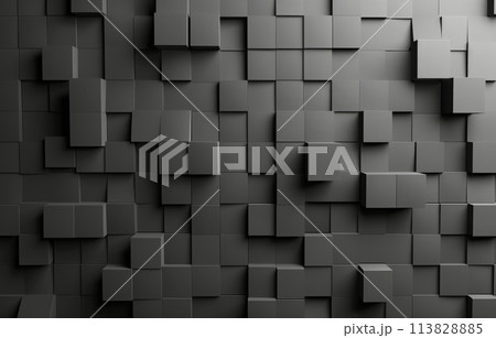 Black and White Wall of Squares 113828885