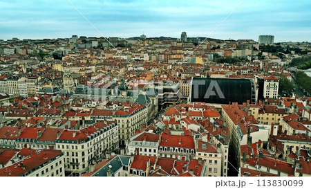 Aerial shot of the centre of Lyon involving the City Hall and Opera de Lyon buildings. France 113830099