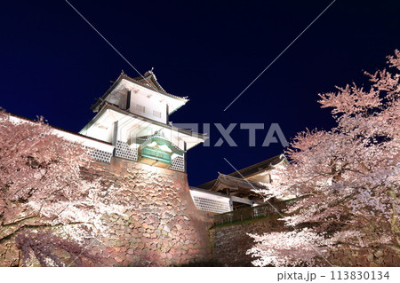【石川県】金沢城 石川門の満開の夜桜 【石川県】金沢城 石川門の満開の夜桜 113830134