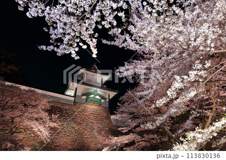 【石川県】金沢城 石川門の満開の夜桜 【石川県】金沢城 石川門の満開の夜桜 113830136
