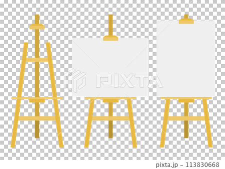 イーゼルとキャンパスのイラストのセット 113830668