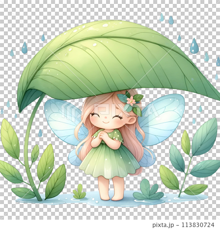 Fairy sheltering from the rain 113830724