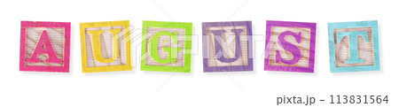 August concept with wood blocks August concept with wood blocks 113831564