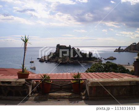 Beautiful nature of Sicily. Taormina is a beautiful nature. Vibrant nature of the island of Sicily in Italy. Beautiful sea view. 113831633