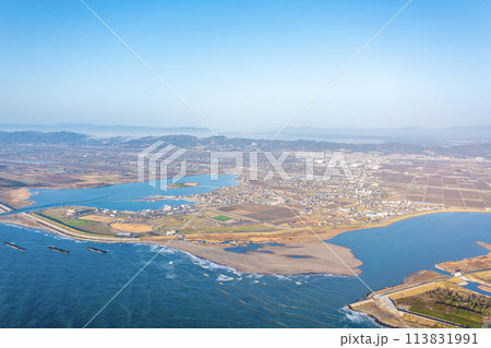 鳥の海と阿武隈川河口（宮城県亘理町） 113831991