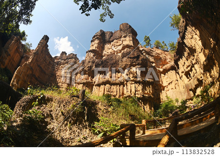 Pha Chor is a natural phenomenon. Caused by erosion from wind and rain. It is a cliff and clay pillars with such an unusual shape that it has been nicknamed the Grand Canyon of Thailand. Pha Chor is a natural phenomenon. Caused by erosion from wind and rain. It is a cliff and clay pillars with such an unusual shape that it has been nicknamed the Grand Canyon of Thailand. 113832528