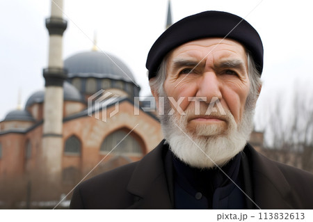 old turkish man at market. Neural network AI generated art 113832613