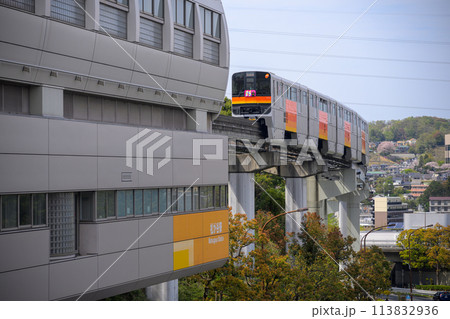 多摩都市モノレール線松が谷駅と1000系電車 多摩都市モノレール線松が谷駅と1000系電車 113832936