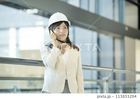 ビル 働く女性 ビル 働く女性 113833204