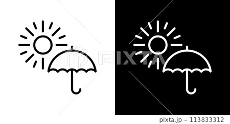 太陽の紫外線カットの線画アイコン 113833312