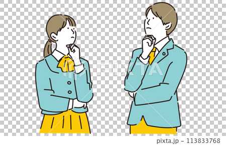男女學生抬頭思考的插畫 113833768