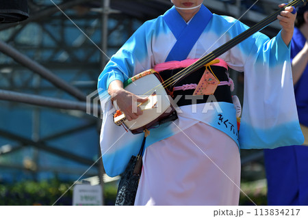 徳島市阿波踊り　春の祭典「はなはるフェスタ」有名連の鳴り物 113834217