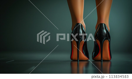 黒いハイヒールを履いた脚 黒いハイヒールを履いた脚 113834583