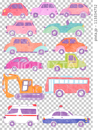 Car illustration set for girls 113834752