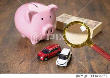 ブタの貯金箱と車(+虫メガネ) ブタの貯金箱と車(+虫メガネ) 113836335