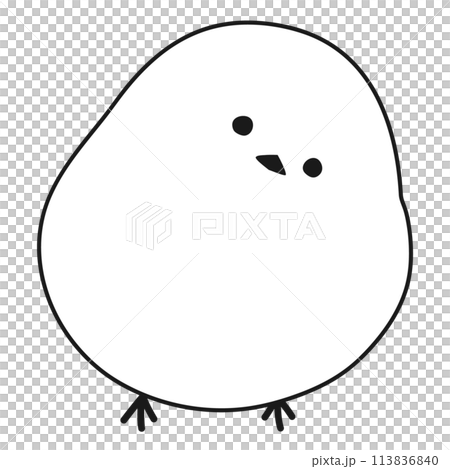 A cute and relaxed vector illustration of a long-tailed tit in black and white 113836840