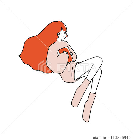 本を持って浮遊している女性イラスト 113836940