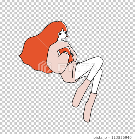 本を持って浮遊している女性イラスト 113836940