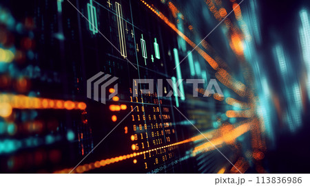 数値データや投資の3Dグラフ背景イメージ 3d image of stock data graph 113836986