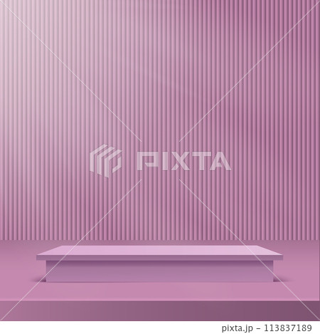 3d purple podium and minimal purple wall scene Vector 113837189