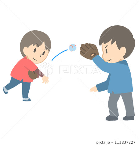 キャッチボールする親子 キャッチボールする親子 113837227