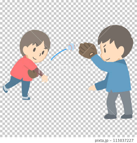 キャッチボールする親子 キャッチボールする親子 113837227