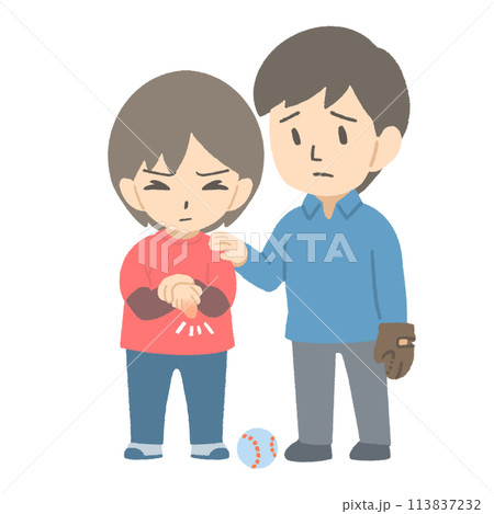 キャッチボールで怪我した男の子 キャッチボールで怪我した男の子 113837232