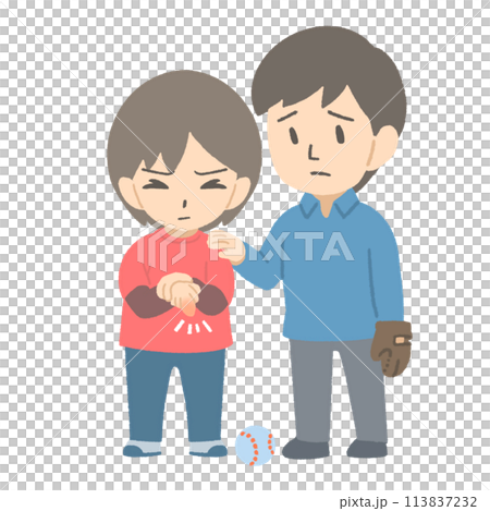 キャッチボールで怪我した男の子 キャッチボールで怪我した男の子 113837232