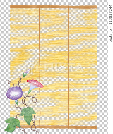 手繪水彩牽牛花與雨滴的向量圖解 113837244