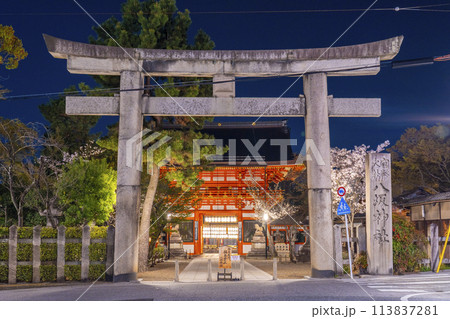 京都 八坂神社 南楼門と夜桜 京都 八坂神社 南楼門と夜桜 113837281