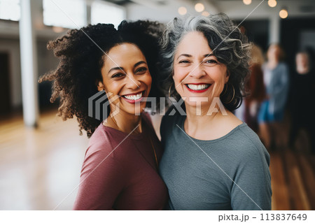 Attractive mature couple dancing at dance class 113837649