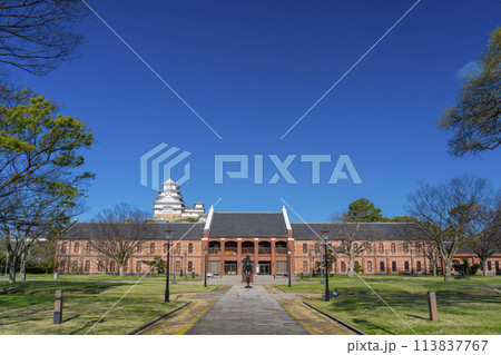 青空に映える姫路市立美術館と姫路城天守 青空に映える姫路市立美術館と姫路城天守 113837767