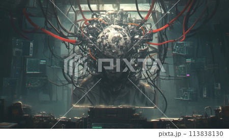 cyborg connected to wires cyborg connected to wires 113838130
