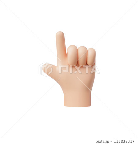 3D vector icon of hand with pointing gesture on isolated background. 113838317