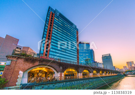 日本の東京都市景観 万世橋からマーチエキュートや神田川を望む・夜景(右奥は御茶ノ水駅方向) 日本の東京都市景観 万世橋からマーチエキュートや神田川を望む・夜景(右奥は御茶ノ水駅方向) 113838319