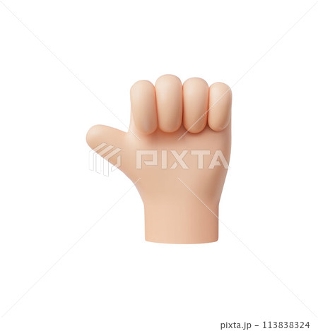 Positive approval hand emoji. Vector 3D illustration of a hand. 113838324