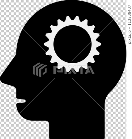 代表人類頭部和大腦的齒輪圖標 代表人類頭部和大腦的齒輪圖標 113838437