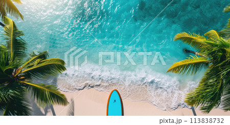 Sup Board on a Beach, Generative AI 113838732
